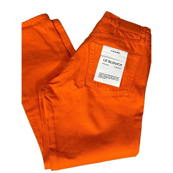 FRAME LeSlouch Womens Low Rise Straight Leg button fly jeans Orange Crush 35x29 - Picture 1 of 13